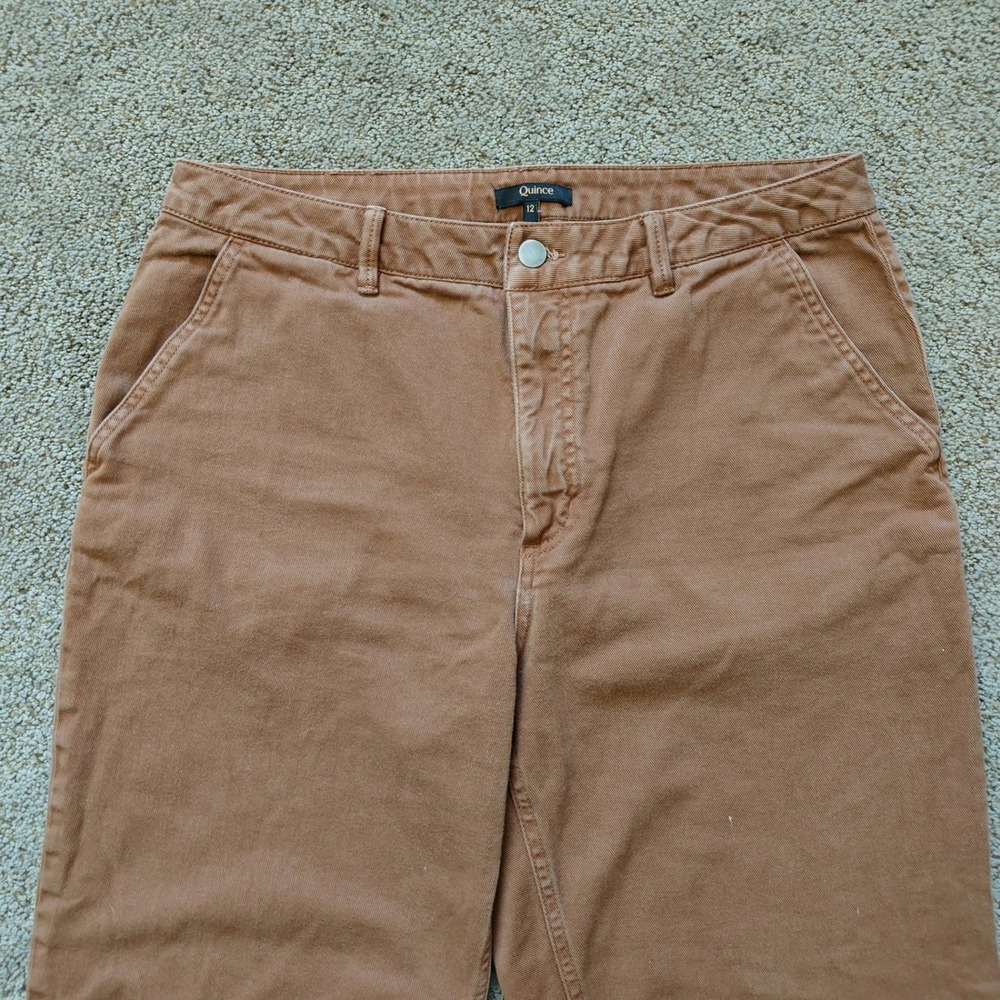 QUINCE Women Cropped Pants 12 Rust Organic Cotton Twill Minimalist LB49339-CFL01 - Picture 4 of 15